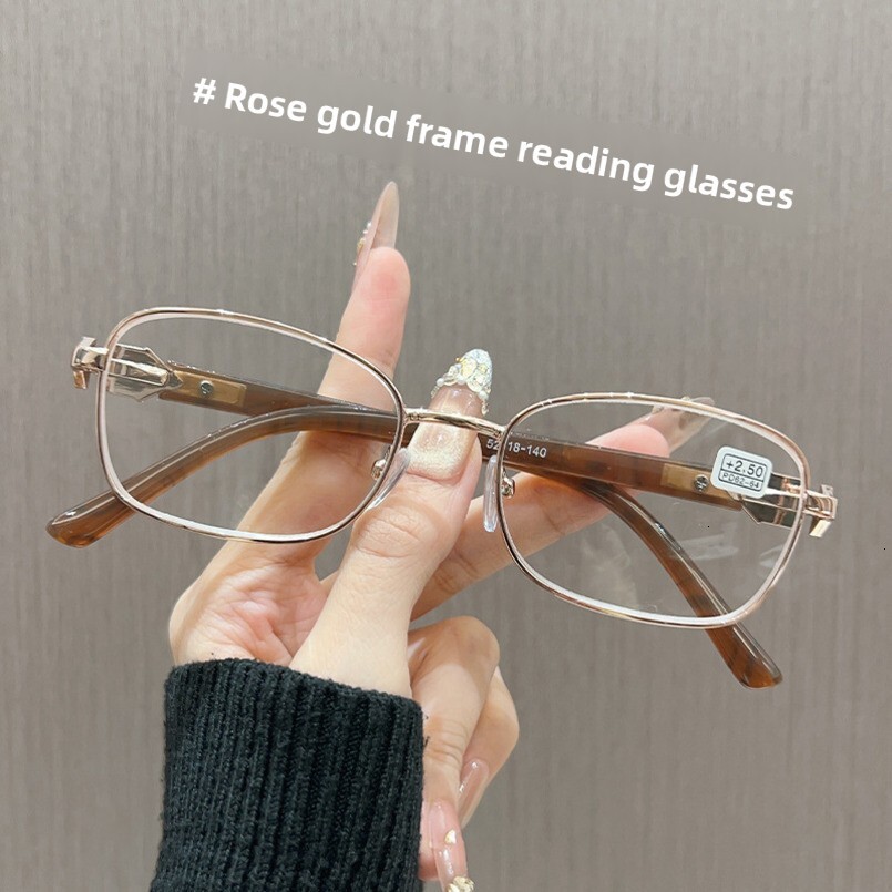 Ultra-light Rose Gold Metal Frame Glasses for Women with Myopia, Customizable Prescription, Elegant and Sophisticated Small Face Eyeglass Frames