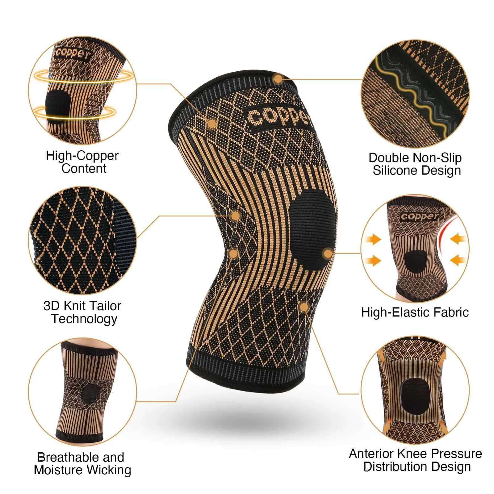 Copper Knee Braces for Women and MenCopper Compression Knee Sleeve for Knee PainArthritisACLKnee Support for RunningW251024