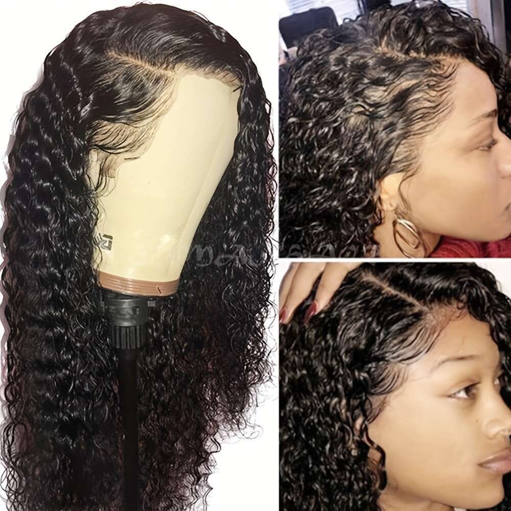 Luxurious 26" Water Wave Black Women - Natural-Looking, Pre-Plucked Hairline, Heat-Resistant Fiber, Glueless with Secure Adjustable Cap, Ideal fo