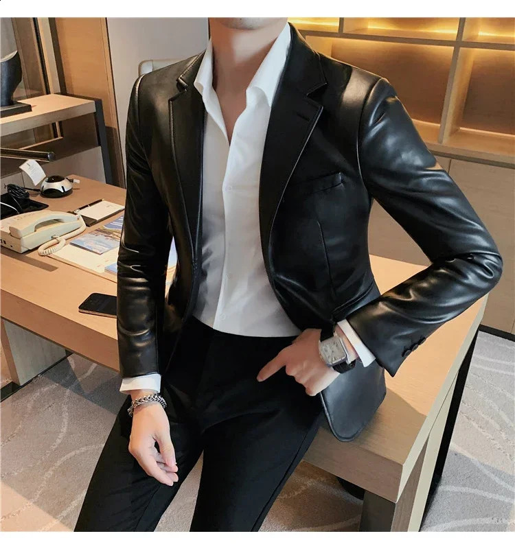high quality Casual Leather Jackets Male Slim Fit Fashion JacketsMan Coats Clothing Mens Autumn 251015