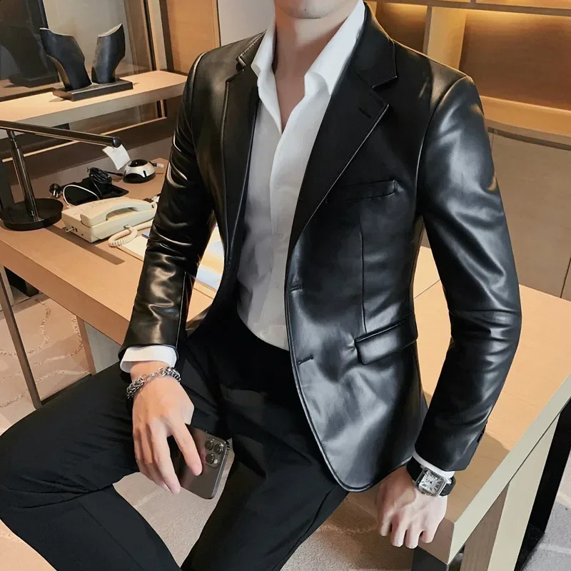high quality Casual Leather Jackets Male Slim Fit Fashion JacketsMan Coats Clothing Mens Autumn 251015
