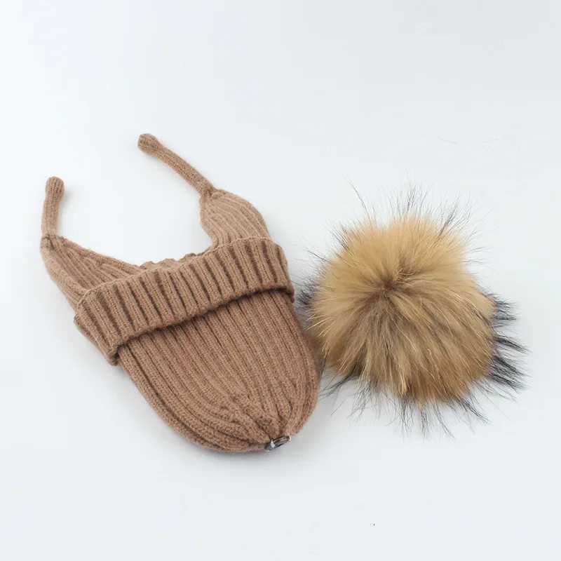 Winter Baby Knitted Hat Pompom Real Fur Ball Wool Baby Bonnet Hat for Girls Boys Infant Beanie Kids Cap Toddler Accessories 16YL251024
