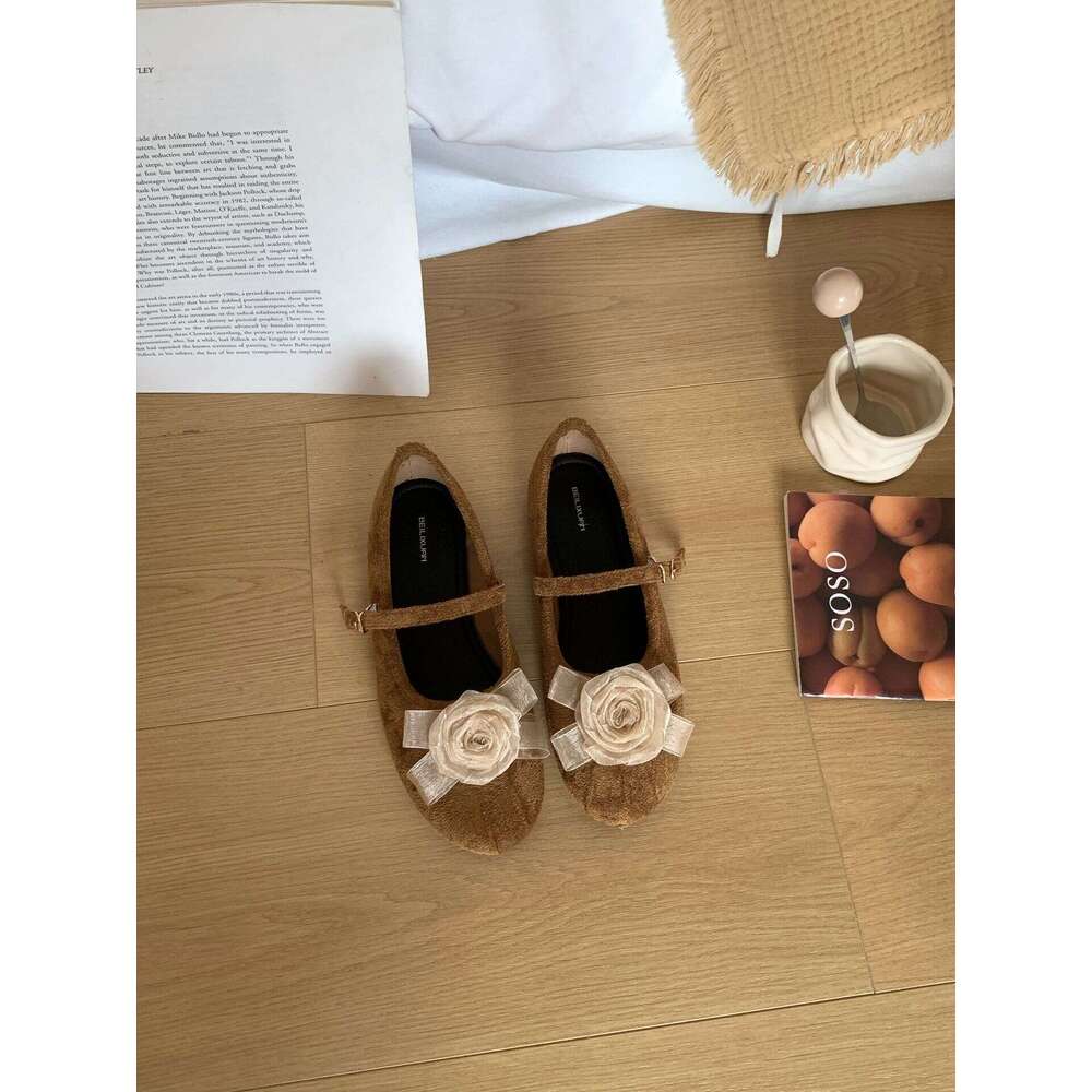New Chinese Evening Style Height-Increasing Red Wedding Shoes One-Strap Mary Jane Designer Shoe Bow Ballet Flats for Women