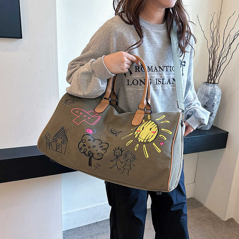 Large Capacity Short Trip Bag Company Gift Unisex Gym Tote Bag Printed Crossbody Bag