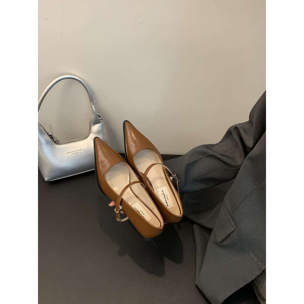 French Pointed Designer Shoe Toe Chunky Heel Mary Jane 2025 New Autumn Winter Shallow Gentle Evening Style Single Shoes Fairy Loafers