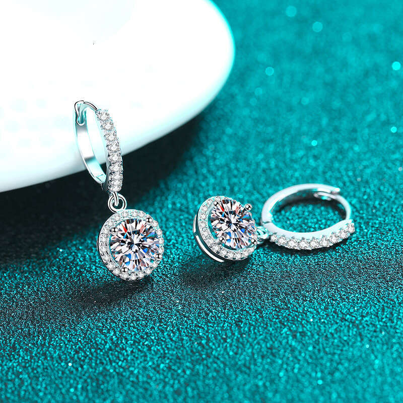 DHCollections-- Sterling Sier for Women Moissanite Round Hoop Earrings Plated with PT950 Gold Jewelry