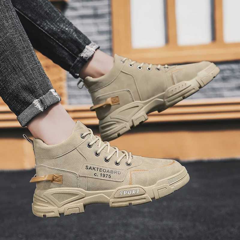 Mens casual boots soft sole anti slip Four Seasons work outdoor boots student sports boots fashion youth versatile trendy boots W251024