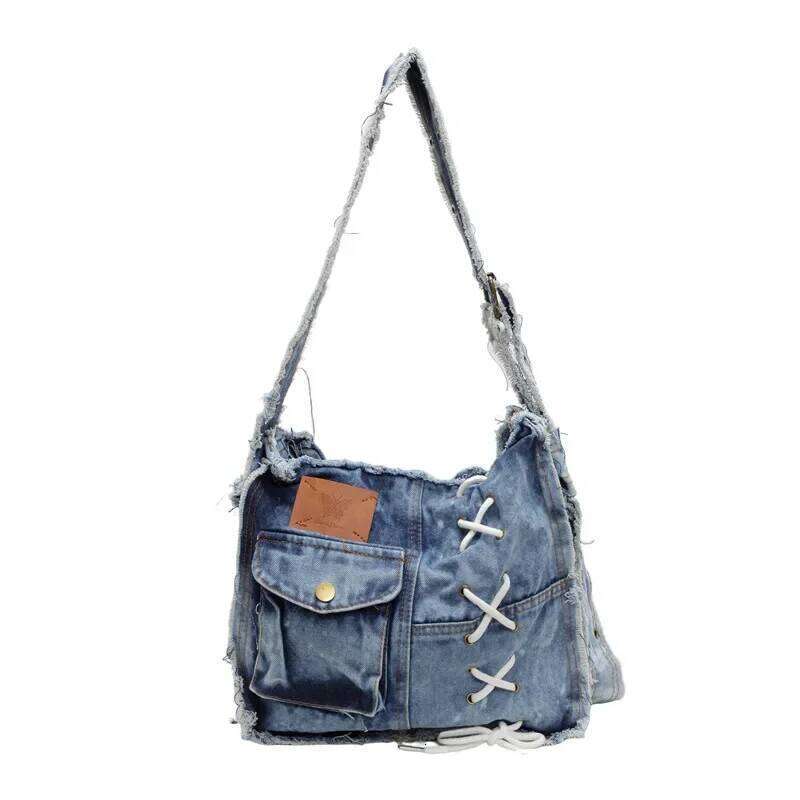 Washed Denim Shoulder Bag For Women Handbags Large Capacity Female Messenger Bags Soft Jeans Casual Big Totes Shopping Bag