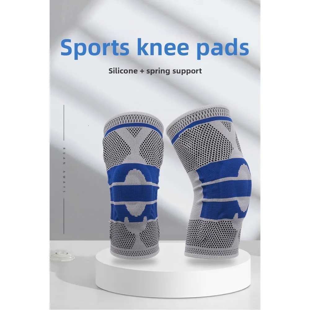 Sports Knee Pads Breathable Basketball Running Silicone Spring Support Strip Outdoor HikingCyclingMeniscus Compression Knee PadsW251024