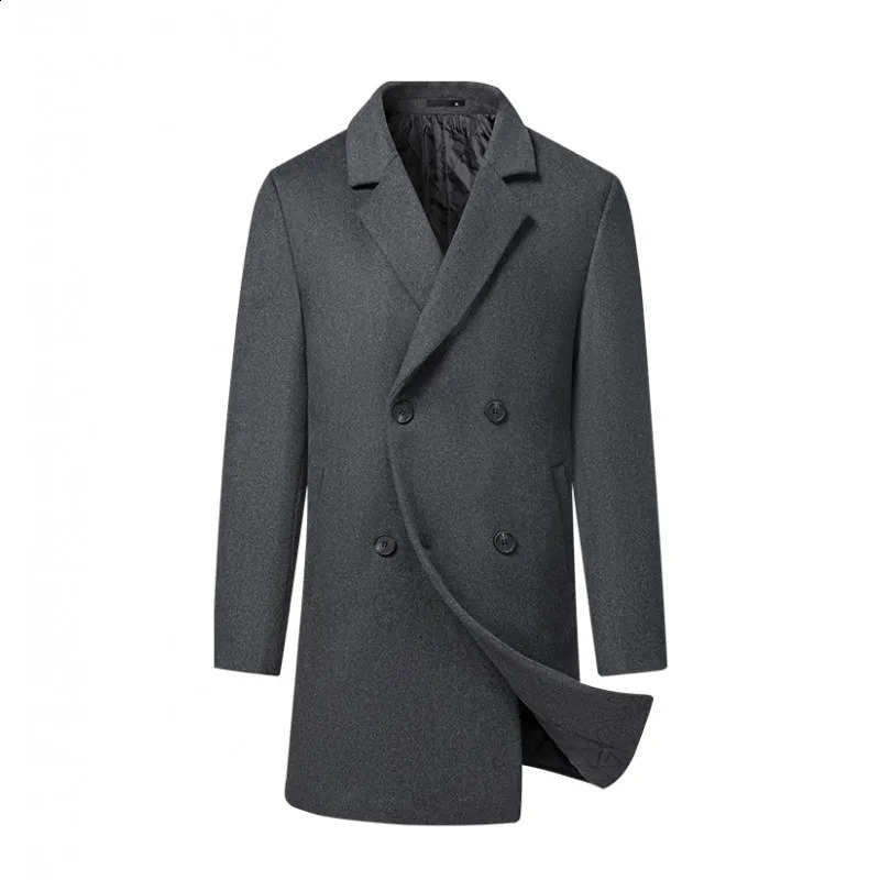 Highquality mens fashionable and stylish solidcolor casual autumn winter coat with wool cotton midlength 251015