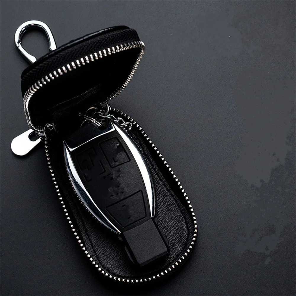 Leather Car Key Case Fashion Mini MenS Key Wallet Pocket Key Holder Organizer Pouch Keys Organizer Large Capacity Zipper Bag Z251023