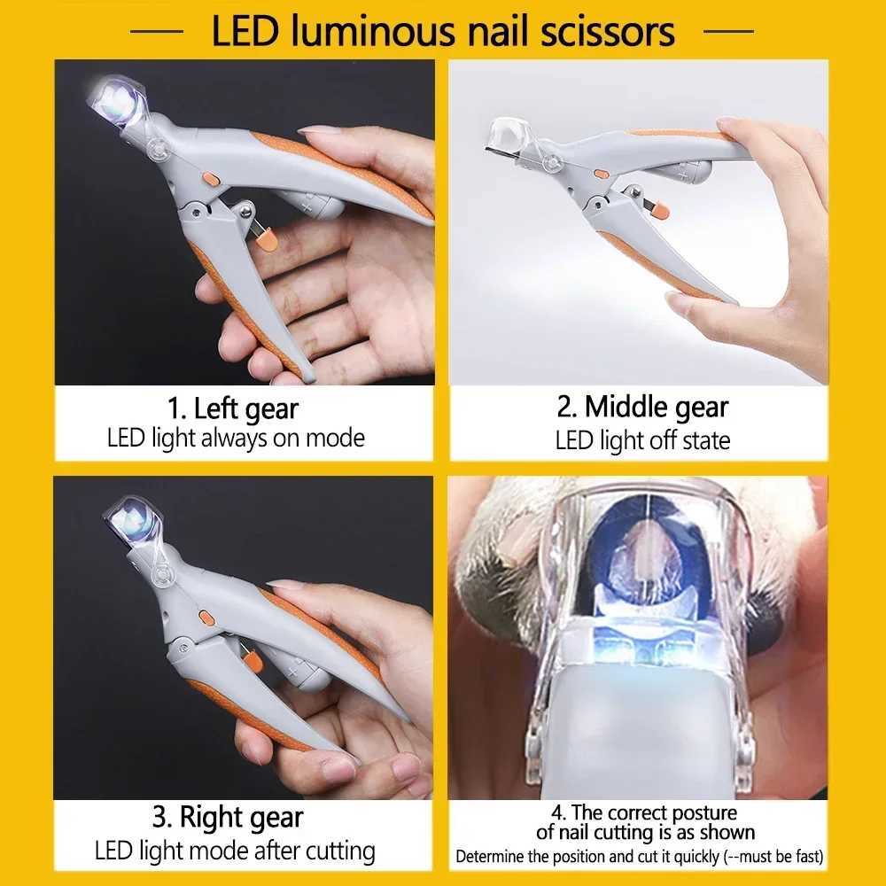 LED Light Pet Nail Clipper Strap with Amplification Function Cat And Dog Nail Trimmer Grooming Tool for Pet Care Cleaning Suppli Z20251024