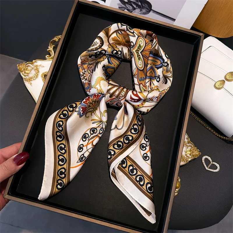 7070cm Retro Paisley Cashew Print Soft Silk Square Scarf for Wen Scarves Decorate Hijab Neck Ties Fem Foard Bandana Y251024