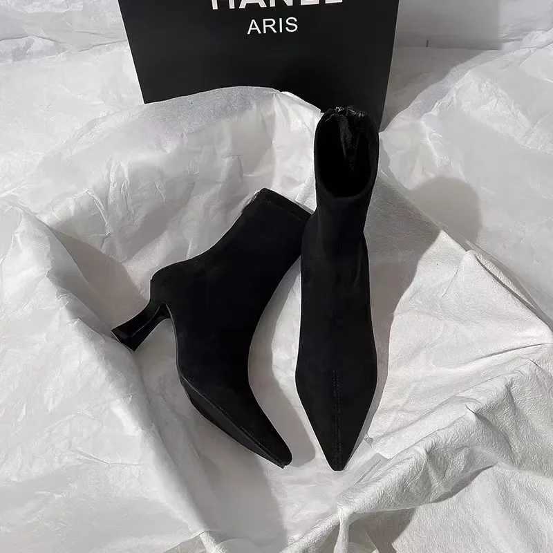 Women Stretch Ankle Boots Sexy Pointed Toe Short Botas Shoes Fashion Partys Stiletto High Heel Socks Botas De Mujer 2024 W251024