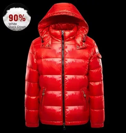 Winter Bright Down Men Fashion Casual Parkas Coat Thick Warm Glossy White Duck Zipper Male Shiny Hooded Youth Women Jacket 251020