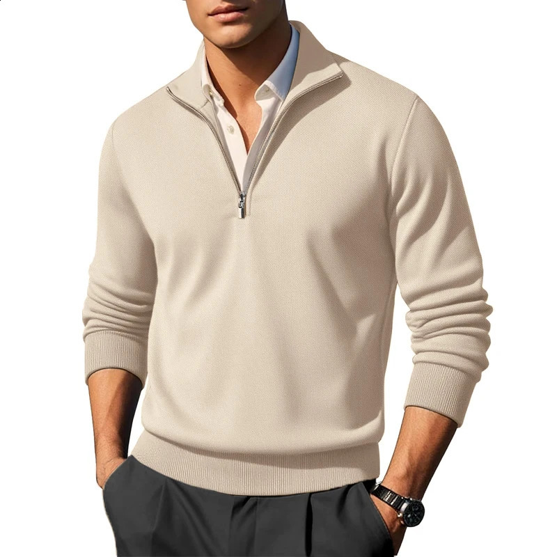 Animal Game Mens Zippet Pullover Casual Cardigan Sweater Solid Knit Outerwear Warm Woolen Sweaters Thick Heavyweight Streetwear 251015