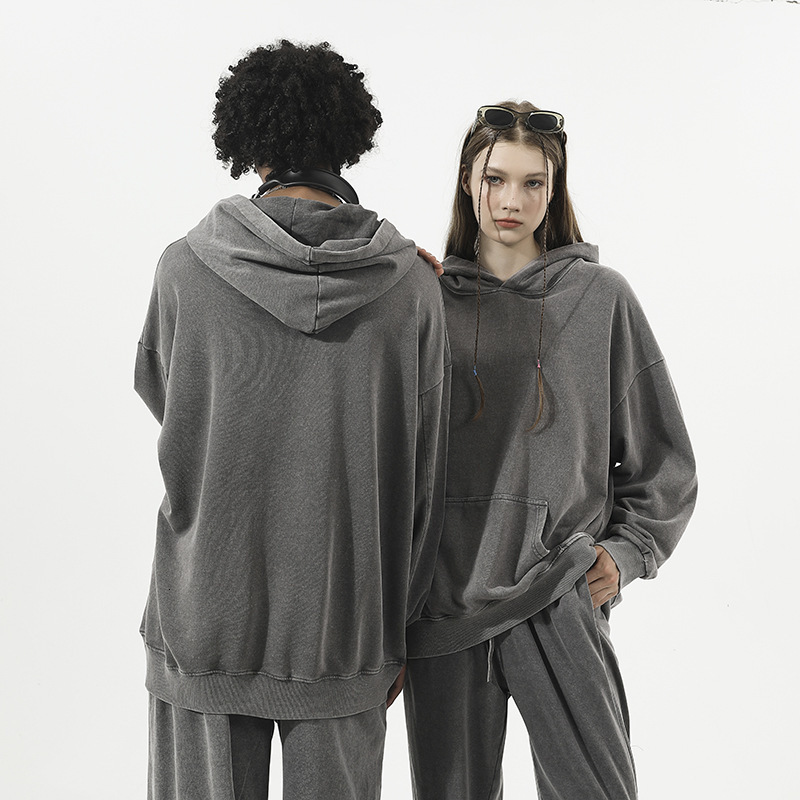 350g 80% Cotton Vintage Hooded Sweatshirt Designer Hoodie Jacket Tracksuit Men Polo Veste Coat Drop Shoulder Retro Washed Large Terry Hoodie Oversize