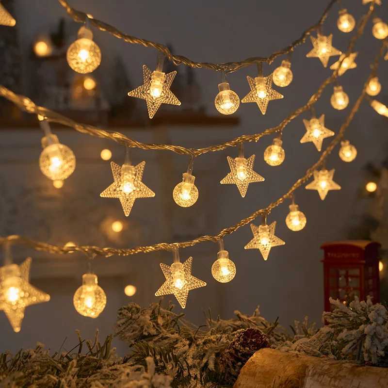 153M Christmas Lights Snowflake String Lights Fairy Lights Waterproof Star Ball LED Lamp for Home Christmas Tree Garden Decor C251024