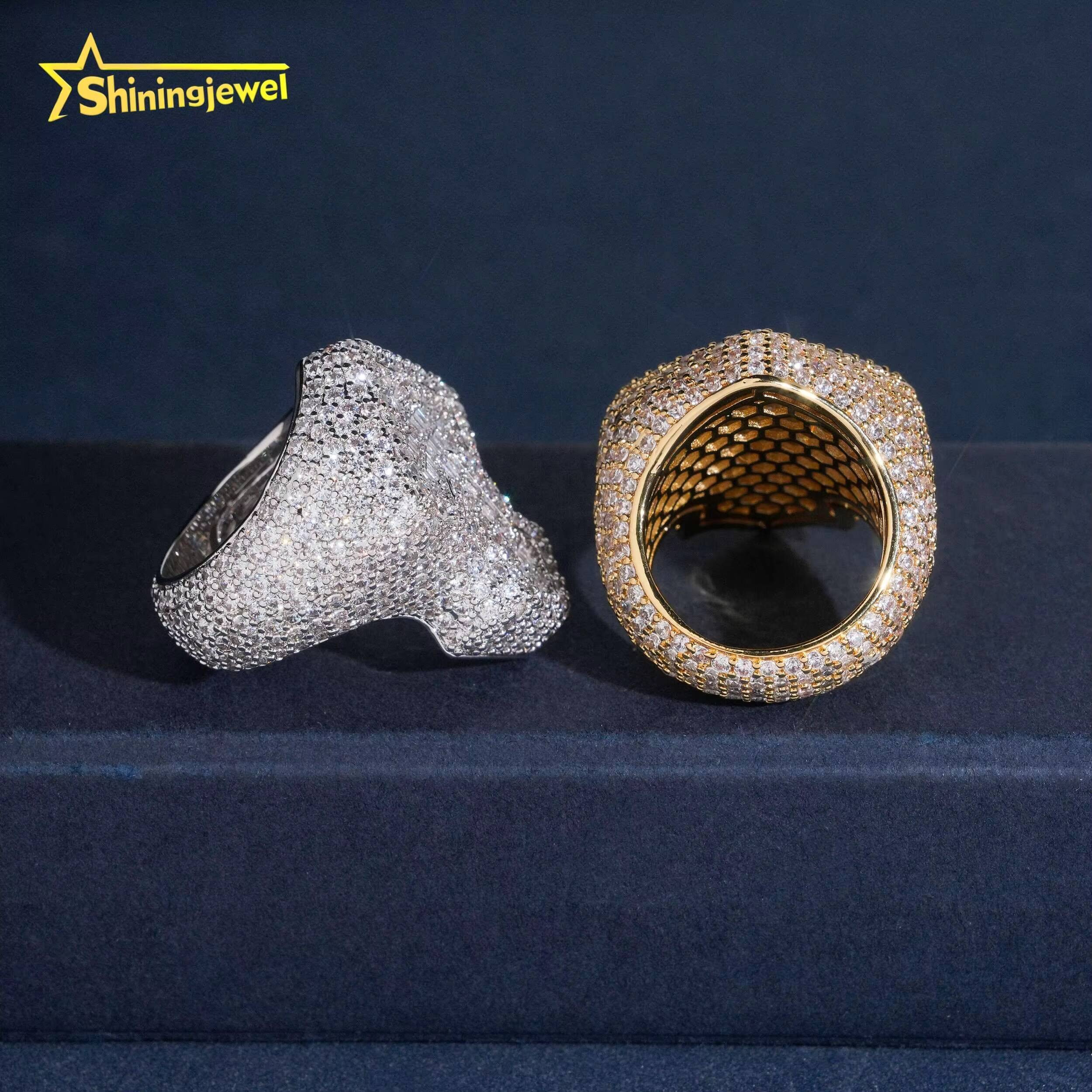 Baguette Moissanite Ring Hip Hop Cross Ring Stocks 925 Silver Fully Iced Out Jewelry Championship Ring Moissanite VVS GRA