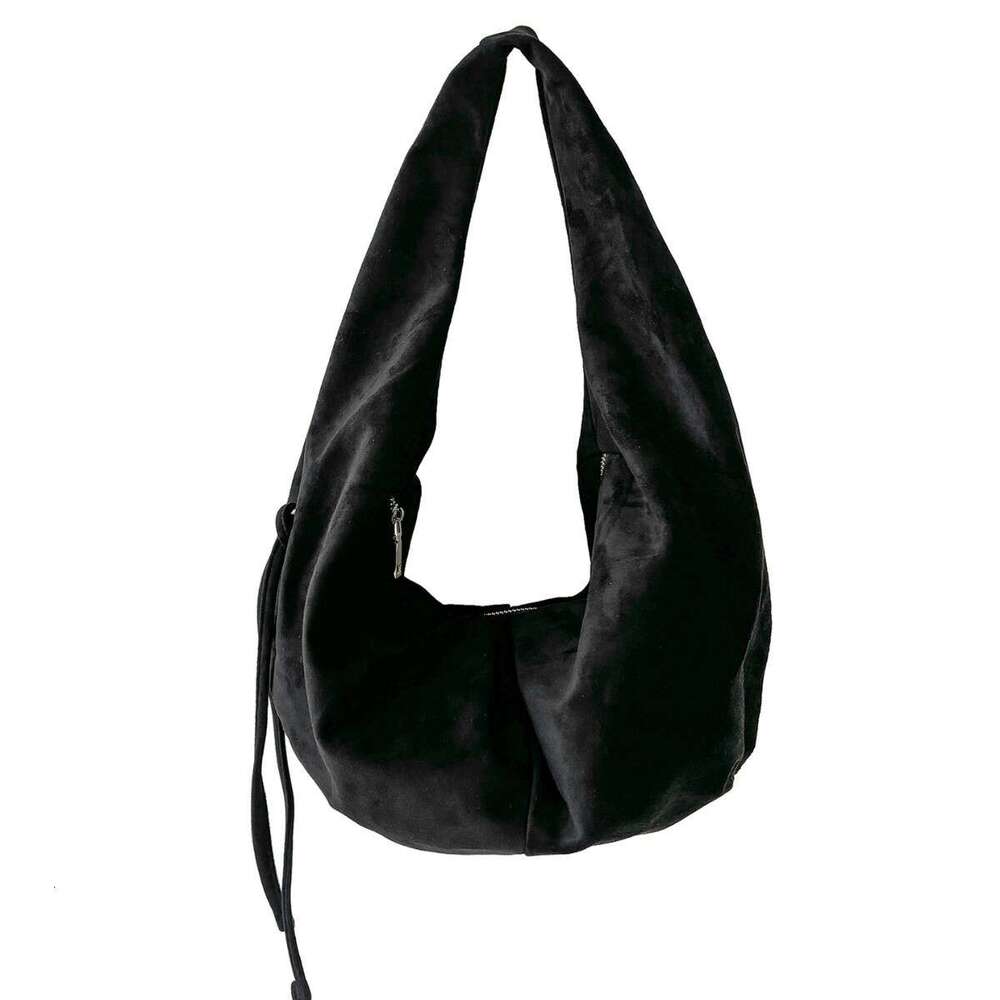 New Women's Single Shoulder Autumn Winter Versatile Dumpling Crescent Fashion Solid Color Handheld Suede Bag B5