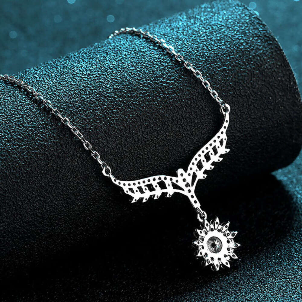 DHCollections-- S Pure Sier Four-Prong Women's 50 Moissanite Necklace Simulated Dia Collarbone Chain Direct Verification