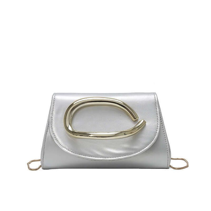 Trendy 2025 Classic Square Box Clutch Evening for Women with Metal Handle Chain Shoulder Crossbody Bag