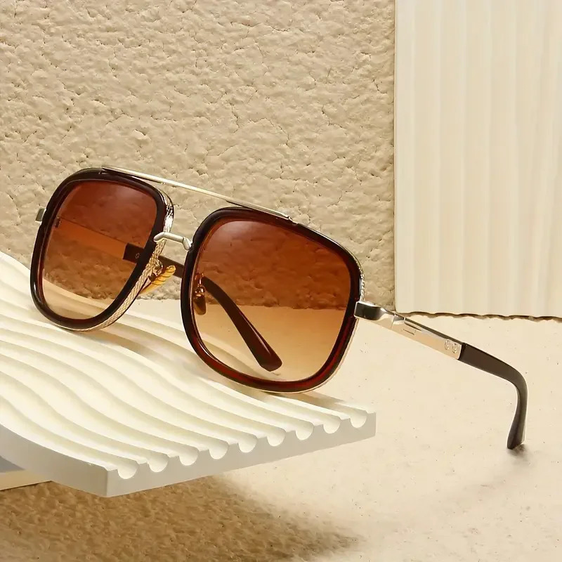 Fashion Big Frame Sunglasses Men Square Metal Sun Glasses Women Retro Sun Glasses Vintage High Quality Gafas Oculos De Sol 251023