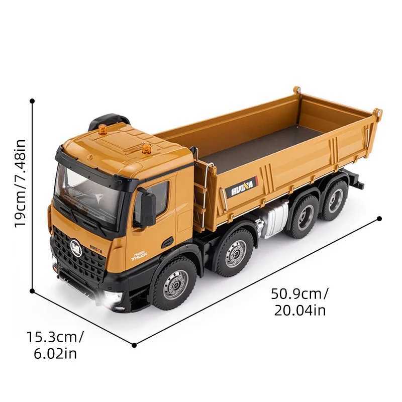 Huina Large 50Cm Rc Dump Truck 1536 12Ch 114 Alloy Remote Control Engineering 8Wheel HeavyDuty Dump Truck Cargo Model Boy Gift W251114