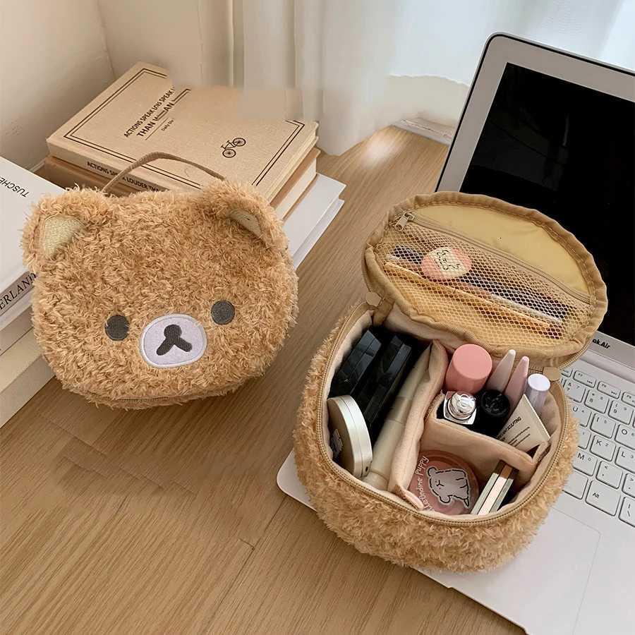 Cute cartoon bear cosmetic bag female largecapacity portable travel handheld wash storage bagT251024