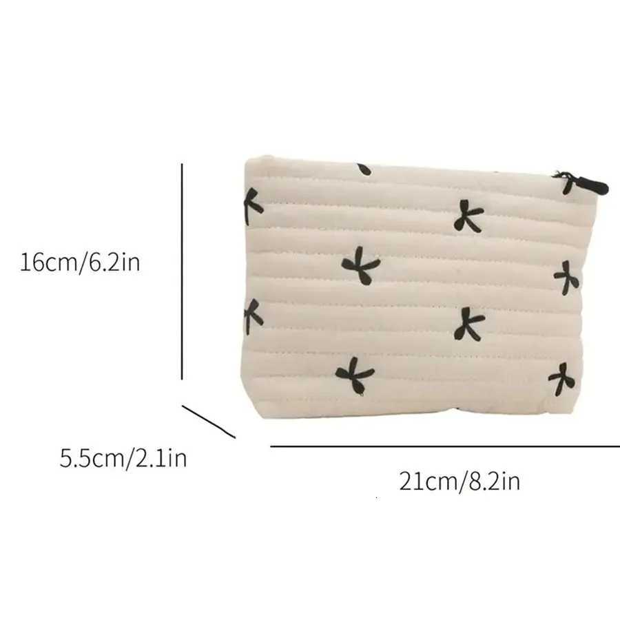 Cute Makeup Bag with Zipper Large Capacity Cosmetic Bag Embroidery Bow Wash Storage BagT251024