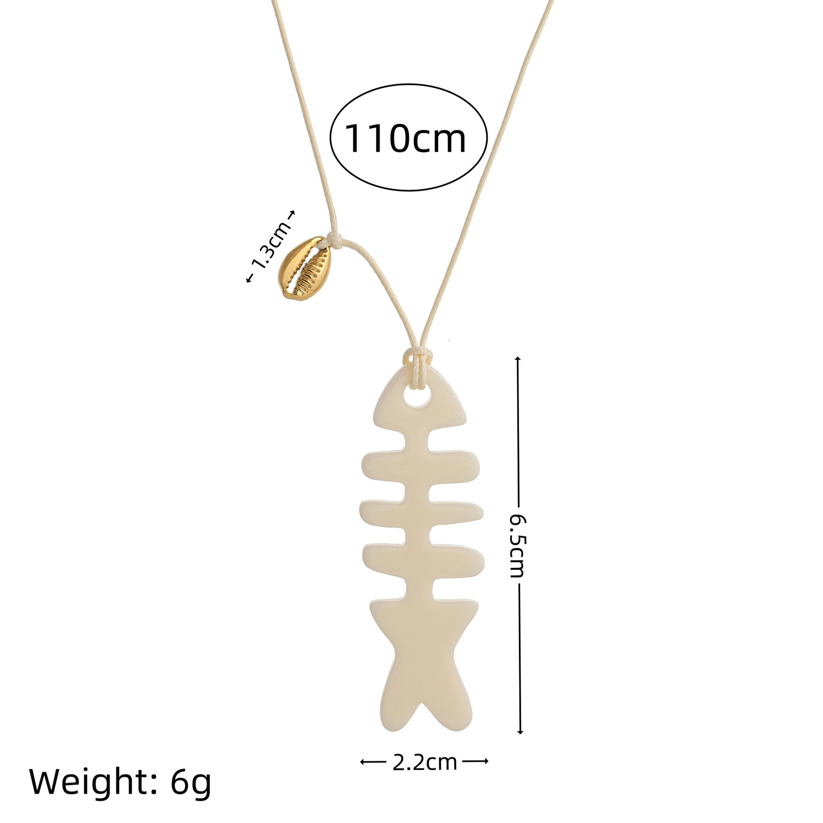 Fresh white minimalist alien fish on the beach fish bone pendant DIY necklace as a gift for women 251016