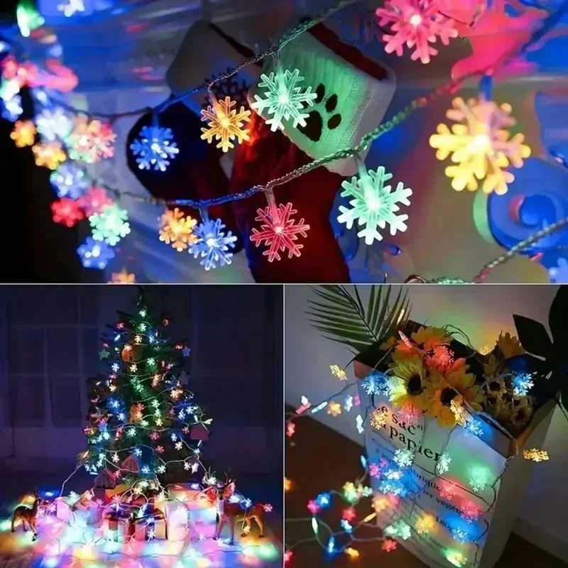 1510m LED Snowflake String USBBattery Fairy Light String Festive Party Decorative Lights Christmas Tree Decorative Lights C251024