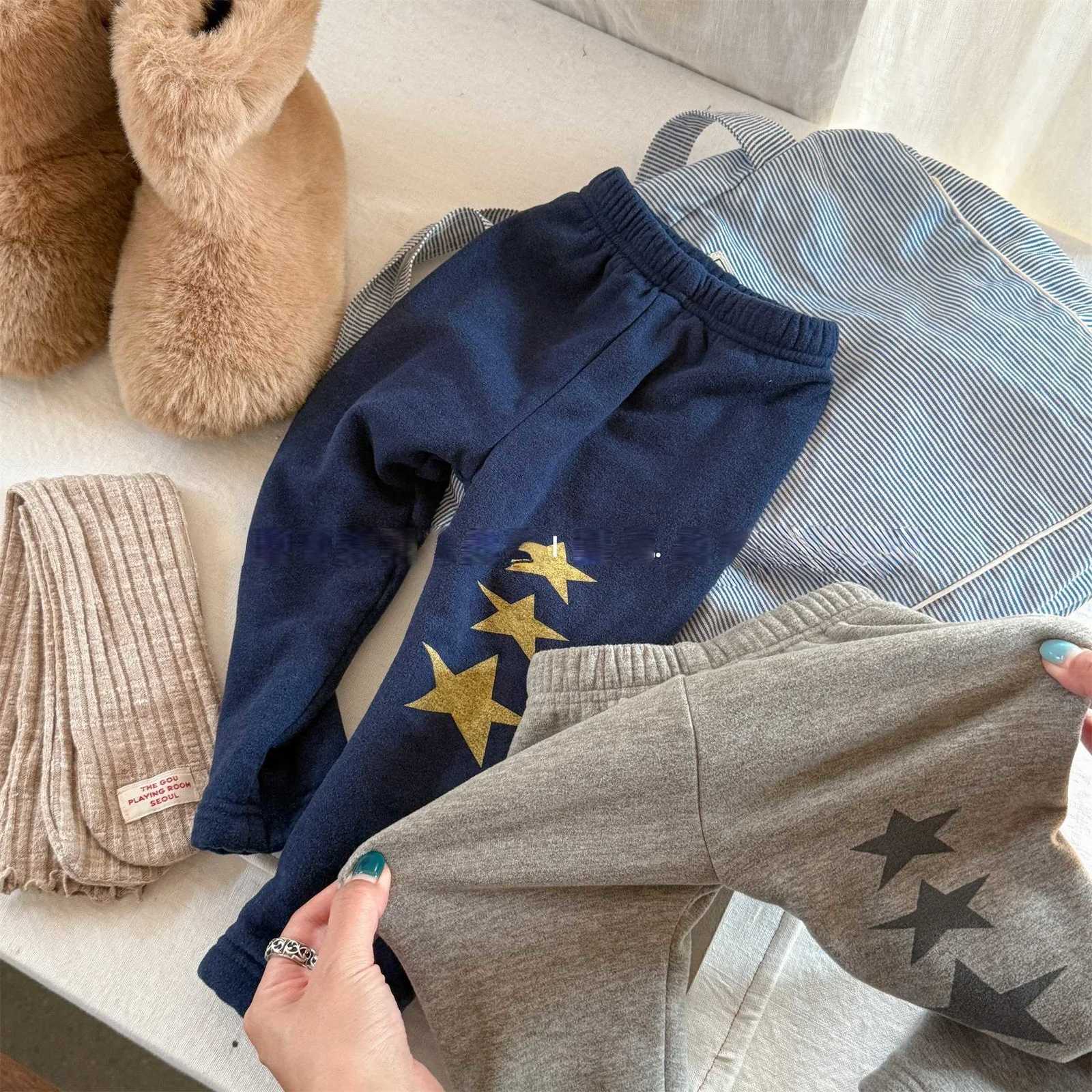 16Y Kids Star Print Warm Pants New Kids Clothes Girls Cotton Elastic Waist Fleece Lined Leggings Children Casual Bottoms OutfitT251024