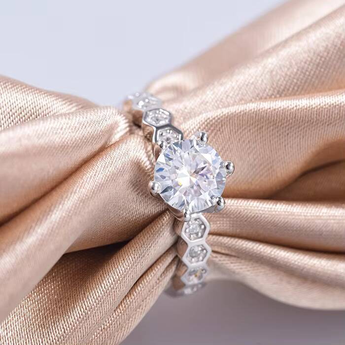 Fashion Diamond Moissanite Gold Silver Moissanite Wedding Ring Box Rings Jewelry for Women