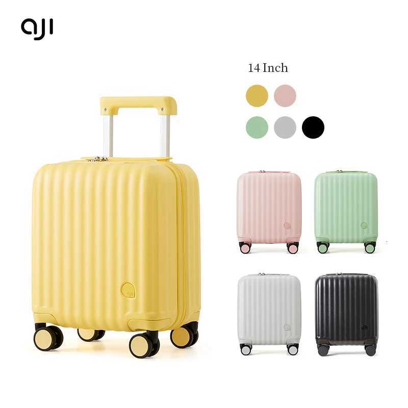Aji Women Luggage Travel Suitcase Business 14Inch Suitcase TSA Lock Lightweight Hardshell Suitcase Airlines Men CarryOn LuggagW251024