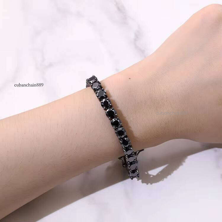 All Black Sterling Sier Silicon Stone Tennis Chain 2mm-4mm Female/Male Gold Plated NecklaceFree of charge delivery