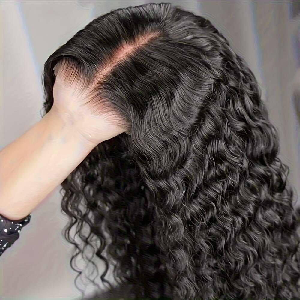 13x6 Deep Wave 8-34" - 250% Density Natural Looking Frontal, HD Lace Frontal Wigs with Pre-Plucked, Voluminous Curly Human Women, Suitable for Ev