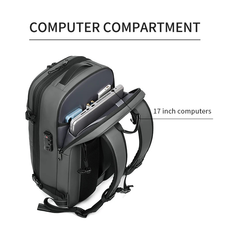 Men Travel Backpack vacuum compression 17 inch Laptop Backpack Business Large Capacity school Backpack Expanded Hiking backpack 251021
