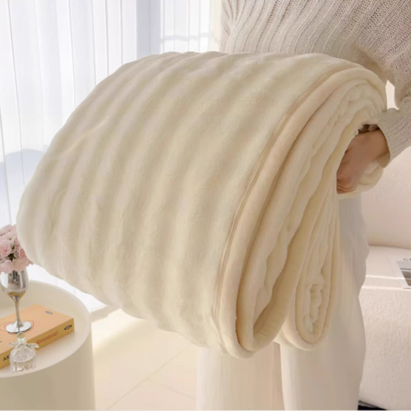 Rabbit plush blanket thickened office shawl nap blanket coral fleece air conditioner nap sofa blanket quilt winter