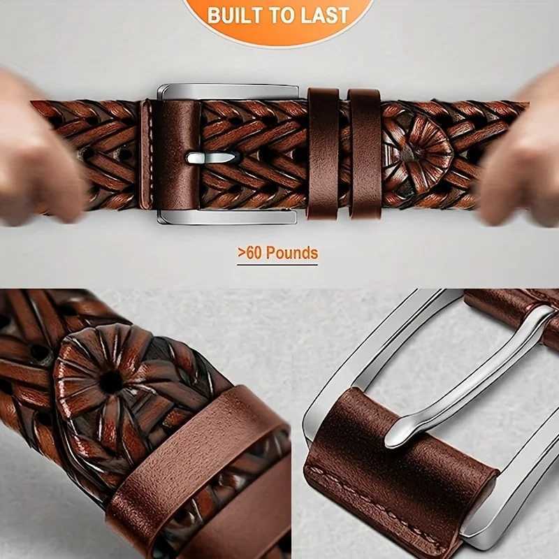 Mens Belt Casual Sports Hollow Woven Waistband Jeans Waistband Gift for Dad or Boyfriend W251024