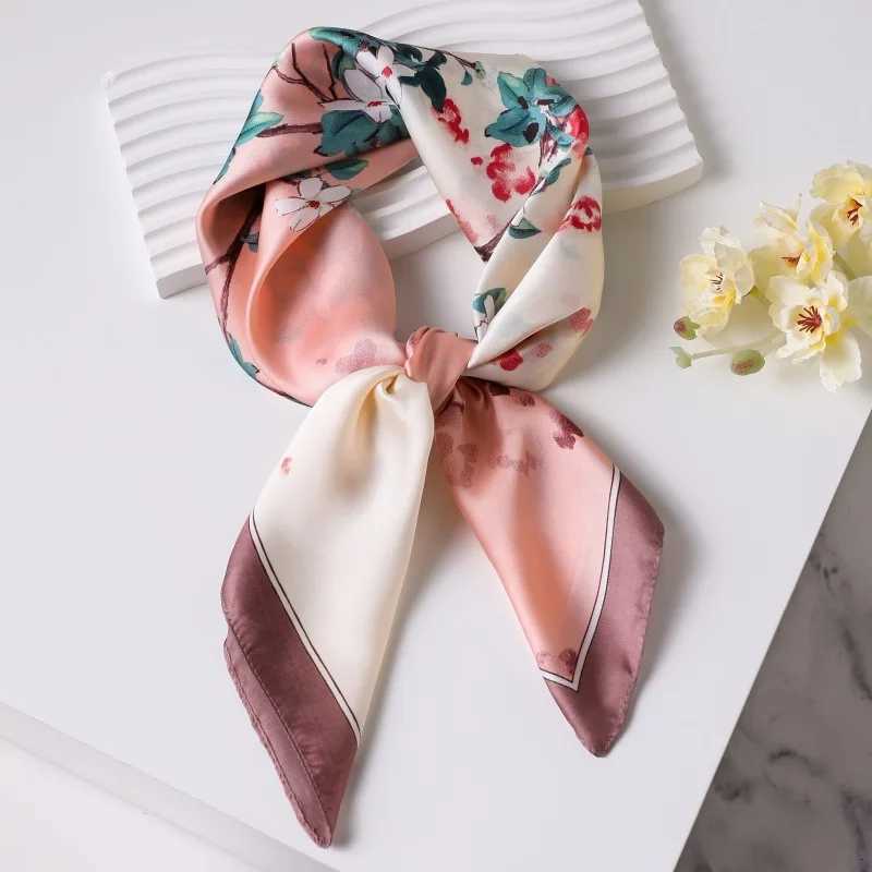 Luxury Printed Silk Scarf Wen Simated Silk Elegant e Versatile Heaear Bag Accories Clothing Fashion Square Scarf Y251024