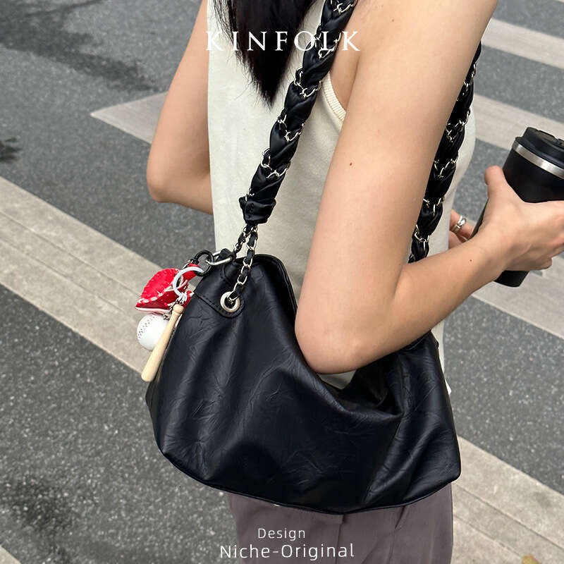 Luxury bag Underarm Trendy Tote Braided Chain Strap Commuter Handheld Pattern Single Shoulder Crossbody Bag Soft Texture