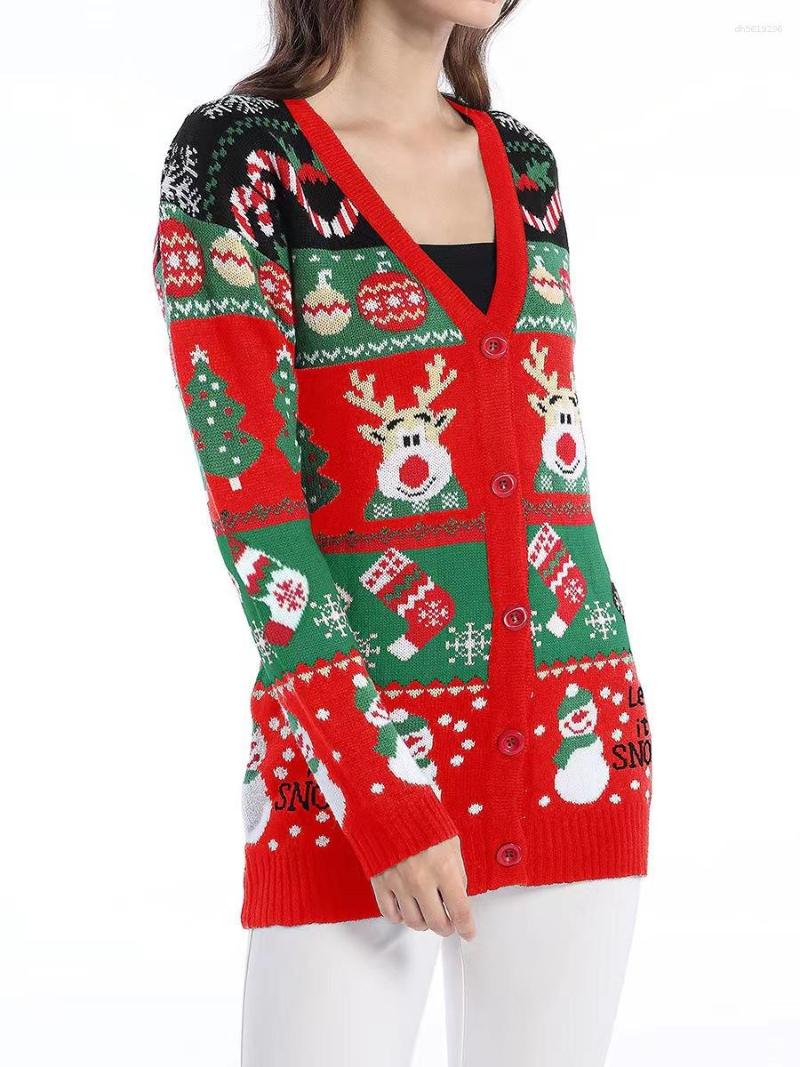 Designer Women's Sweaters Christmas Print Womens Christmas Sweater Winter Casual Loose Full Sleeve Knitwear Oversized Jumper Warm Soft Xmas Look 