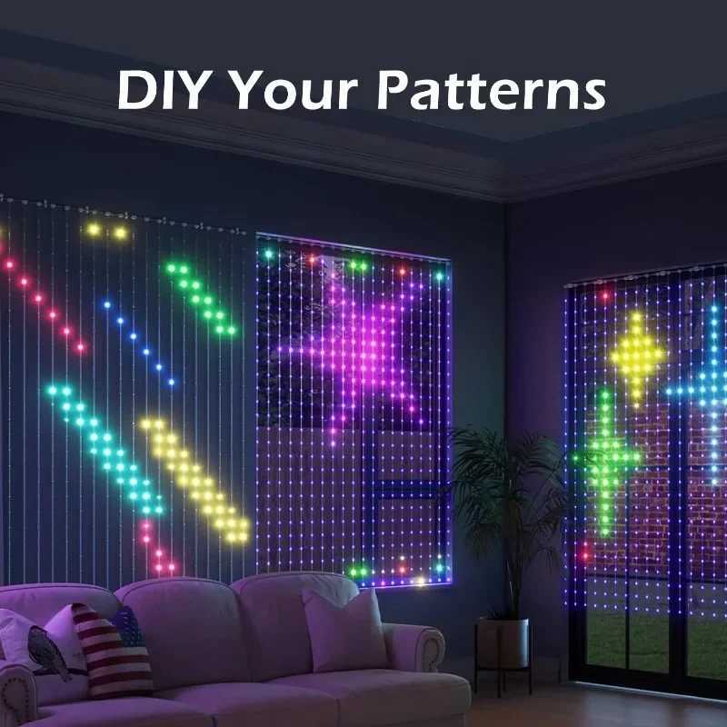 99Ft Smart Curtain Lights 400 LEDs String Light Garland Curtain Lights DIY Color Music Sync Window Lighting for Christmas Decor Z251024