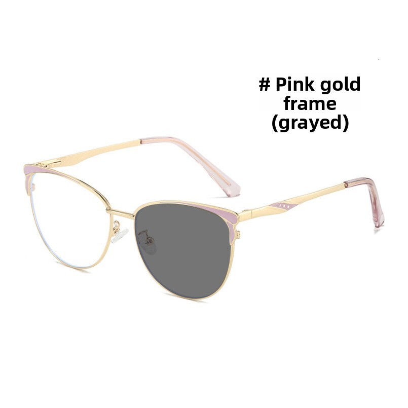 Color Changing Glasses New Fashion Frame Metal Cat Eye Anti Blue Light Fresh Style YuSt7166 Can Be Paired With Myopia