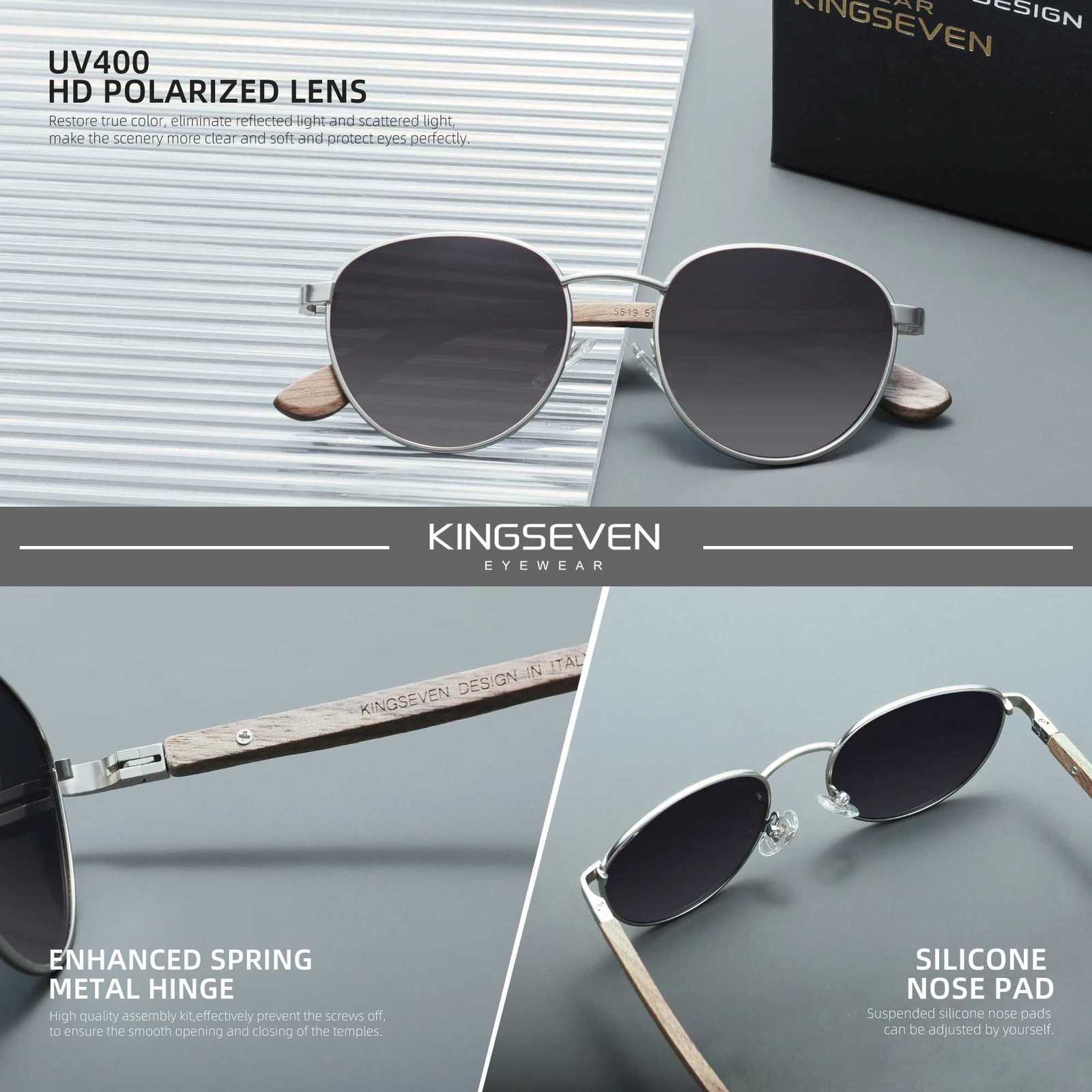 KINGSEVEN Wooden Pilot Sunglasses for Men Walnut Wooden Polarized Sun Glasses Women Eyewear UV400 Eyewear Shades OculosT251024