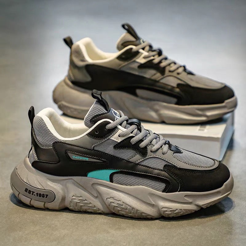 Clunky Sneaker for Men 2023 New Trend Mesh Lace Up Breathable Casual Sports Shoes Increased Soft Soles Footwear with Comfortable Cushioned Insoles