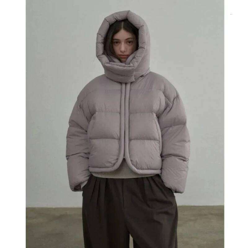 Winter Women's New Cropped Jacket Warm Stand-Up Collar Hooded Cotton Parkas High-End Thickened Bread Coat Outerwear Loose Womens Coat