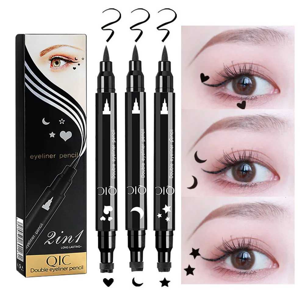 QIC Star Moon Heart Seal Eye Liner Set Makeup Eyeliner Stamp DoubleHeaded Waterproof Template Make Up Cosmetics Tool PenL251024