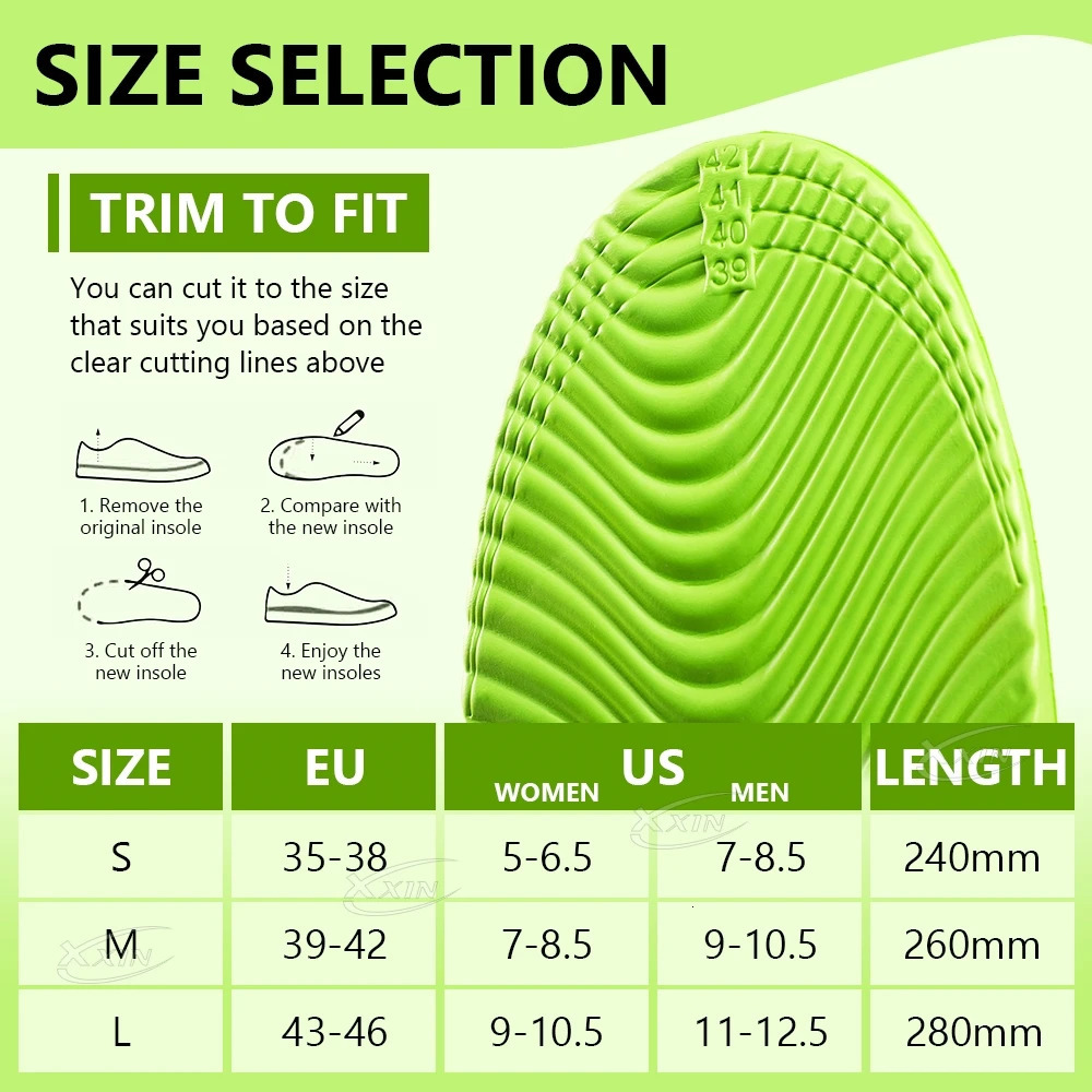 XxinSports Insole EVA Elastic Running Insoles Lightweight Shoe Insoles Men Women Shoe Pad Size 35251020